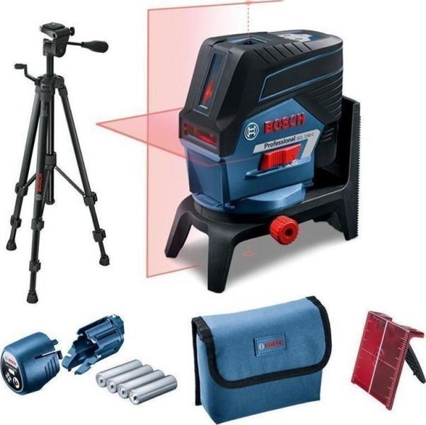 Нівелір лазерний Bosch GCL2-50C+RM2+BT150 до 10м, ±0.3мм/м, 4AAx1.5В, IP54, штативі, чохол, мішеннь, 0.6кг