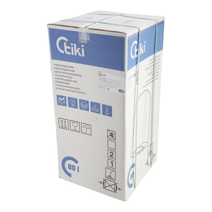 Водонагрівач електр. TIKI слім SuprSD, 80л, 2кВт, сухий тен, електр. кер-ння, C, білий, 700090