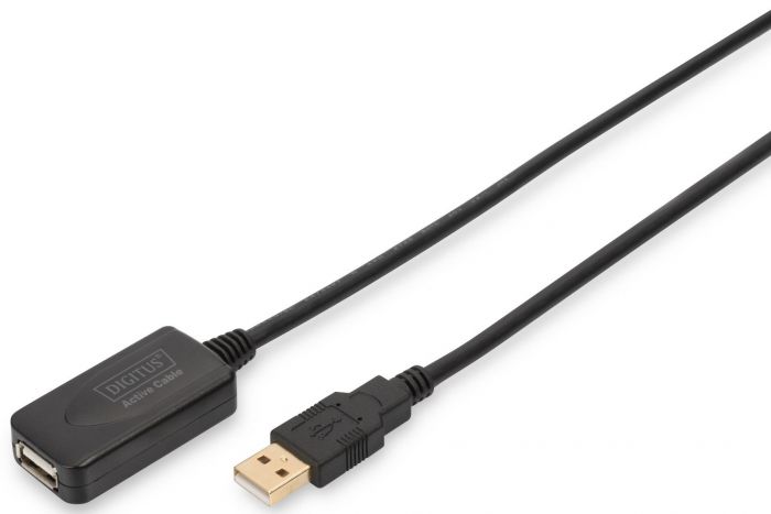 Подовжувач DIGITUS USB 2.0 Active Cable, A/M-A/F, 5м, чорний