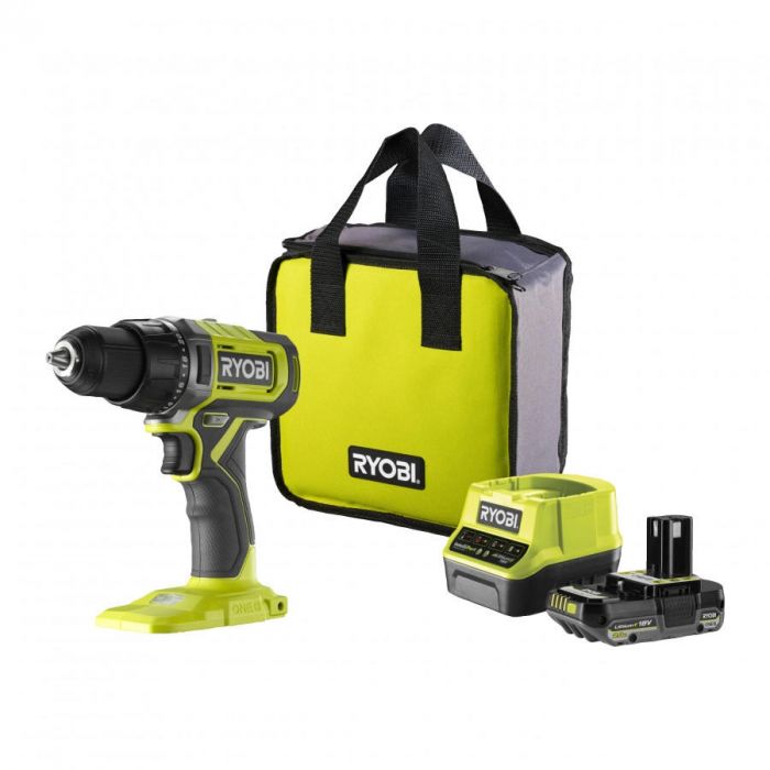 Шурупокрут-дриль акумуляторний Ryobi ONE+ RDD18-1C20S 18В 1х2А·год ЗП 52Нм 450·1750об/хв 1.1кг сумка Шурупокрут-дриль акумуляторний Ryobi ONE+ RDD18-1C20S 18В 1х2А·год ЗП 52Нм 450·1750об/хв 1.1кг сумка