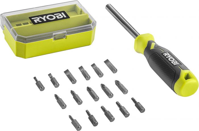 Викрутка Ryobi RHSDM1701, битотримач 1/4", 100мм, 16 біт, SL,PH,PZ,Torx, кейс Викрутка Ryobi RHSDM1701, битотримач 1/4", 100мм, 16 біт, SL,PH,PZ,Torx, кейс