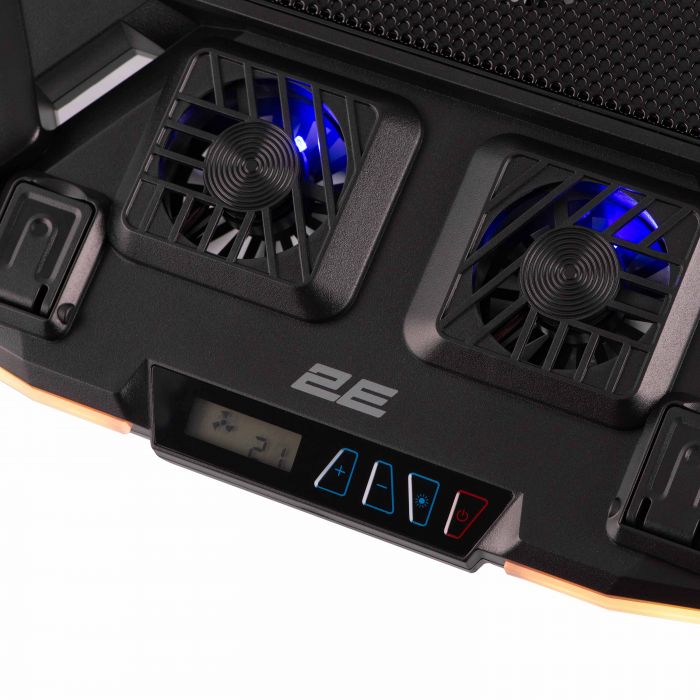 Підставка для ноутбука 2E GAMING CPG-011, до 17.3", 1xUSB-A, 1xUSB-C, LCD, RGB, чорний