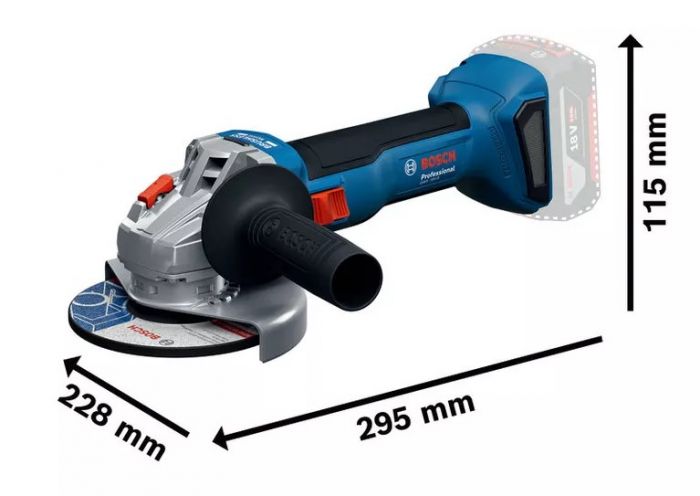 Шліфмашина кутова акумуляторна Bosch GWS 18V-8 125мм 18В 2x4А·год 0-11000об·хв 1.7кг кейс ЗП  GAL 18V-40