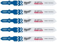 Полотно пиляльне для електролобзика Milwaukee T123XF Bi-Meta універсальне, крок зуба 2.5мм х 91мм, 5шт