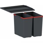 Сортер для сміття Franke Easysort 450-2-0, 2 x 14.5 л, кришка,  чорний пластик
