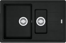 Мийка кухонна Franke Basis, фраграніт, прямокутник, з крилом, 780х500х200мм, чаша - 1,5, врізна, BFG 651-78, чорний матовий