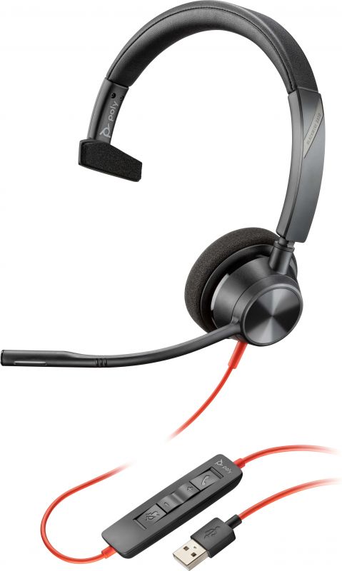 Гарнітура комп'ютерна моно On-ear Poly Blackwire 3310, USB-A, всеспрямований, чорний