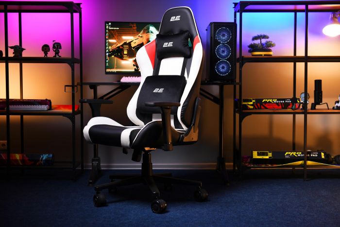 Крісло 2E GAMING BUSHIDO II, ПУ шкіра, 3D-Armrests, чорно-білий