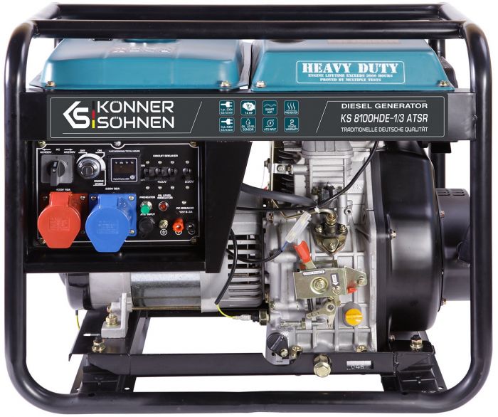 Генератор дизельний Konner&Sohnen KS 8100HDE-1/3 ATSR (EURO V), 230/400В, 5.5/6.0кВт, ATS, електростартер, передстартовий підігрів, 117кг