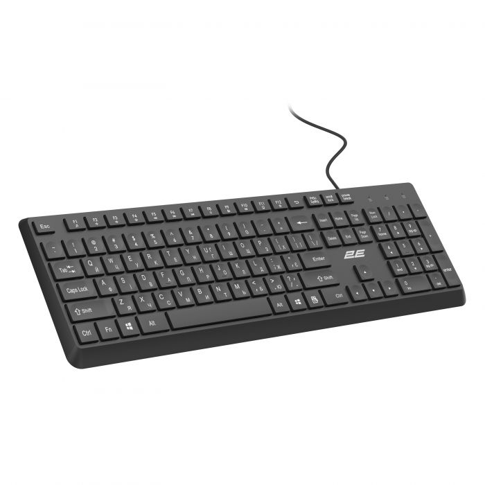 Клавіатура мембранна 2E KS405 104key, USB-A, EN/UK, чорний