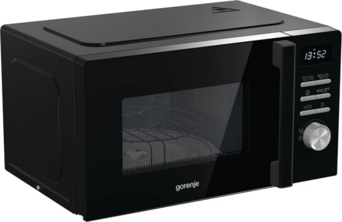 Мікрохвильова піч Gorenje, 20л, електр. керув., 800Вт, гриль, дисплей, 11 програм, чорний