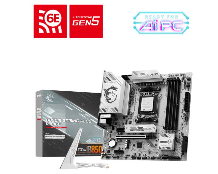 Материнcька плата MSI B850M GAMING PLUS WIFI6E sAM5 B850 4xDDR5 M.2 HDMI DP WiFi BT mATX