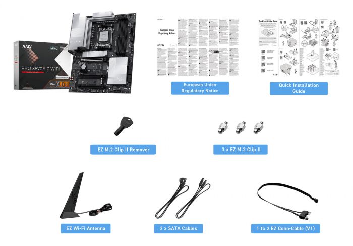 Материнcька плата MSI PRO X870E-P WIFI sAM5 X870E 4xDDR5 M.2 HDMI WiFi BT ATX