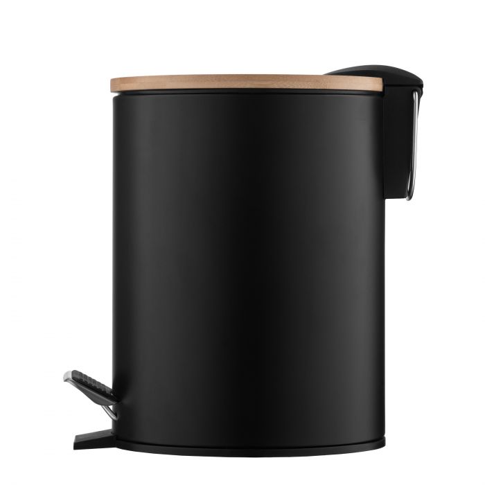 Відро для сміття ARDESTO Minimalism з педаллю, 3л, метал, пластик, бамбук, чорний