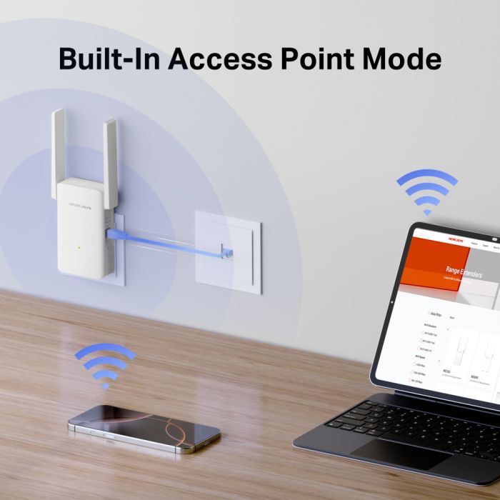 Розширювач покриття WiFi MERCUSYS ME80X AX3000, 1хGE LAN