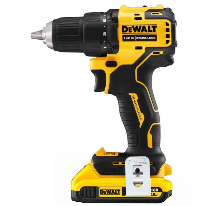 Дриль-шурупокрут DeWalt безщітковий XR Li-Ion 18В акб 2х2А·год 65Нм 450-1650об·хв патрон 13мм ЗП кейс додаткова рукоятка 1.1кг