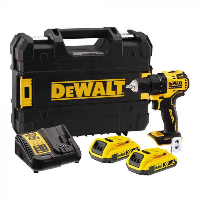 Дриль-шурупокрут DeWalt безщітковий XR Li-Ion 18В акб 2х2А·год 65Нм 450-1650об·хв патрон 13мм ЗП кейс додаткова рукоятка 1.1кг