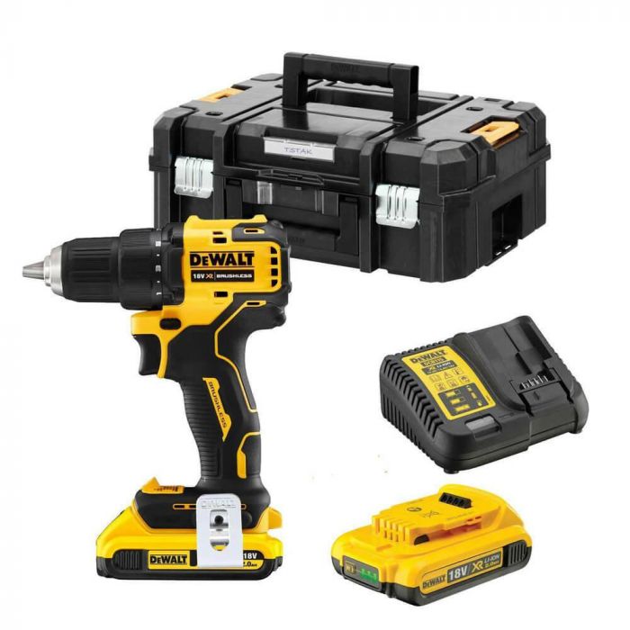 Дриль-шурупокрут DeWalt безщітковий XR Li-Ion 18В акб 2х2А·год 65Нм 450-1650об·хв патрон 13мм ЗП кейс додаткова рукоятка 1.1кг