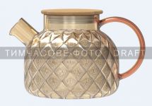 Заварник Ardesto Golden Moon Diamond 1000мл, боросилікатне скло, бамбук, золотистий