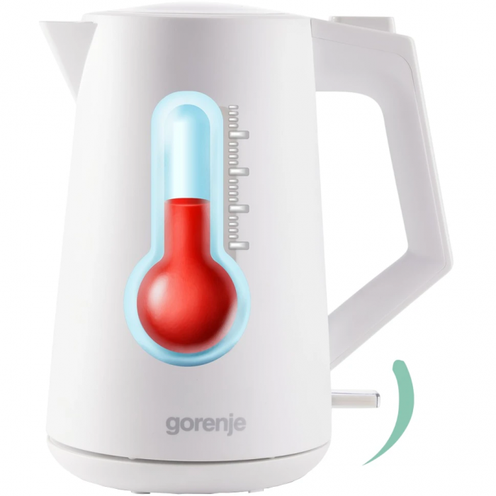 Електрочайник Gorenje 1.7л, Strix контроль, білий матовий