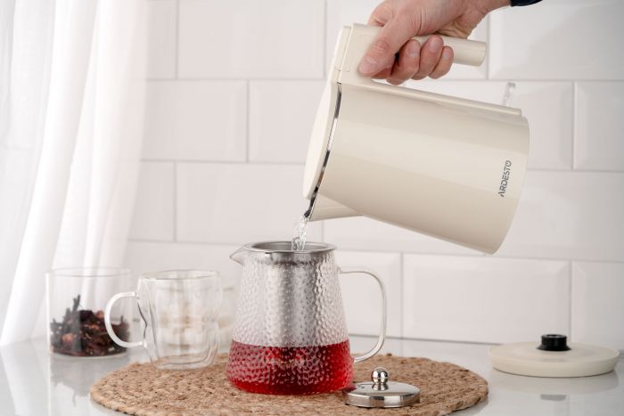 Заварник Ardesto Gemini 950мл, боросилікатне скло, нержавіюча сталь, прозорий Заварник Ardesto Gemini 950мл, боросилікатне скло, нержавіюча сталь, прозорий