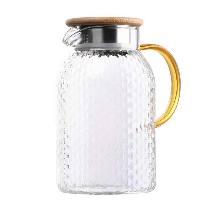 Глечик з кришкою Ardesto Dew 1500мл, боросилікатне скло, нержавіюча сталь, бамбук, прозорий Глечик з кришкою Ardesto Dew 1500мл, боросилікатне скло, нержавіюча сталь, бамбук, прозорий