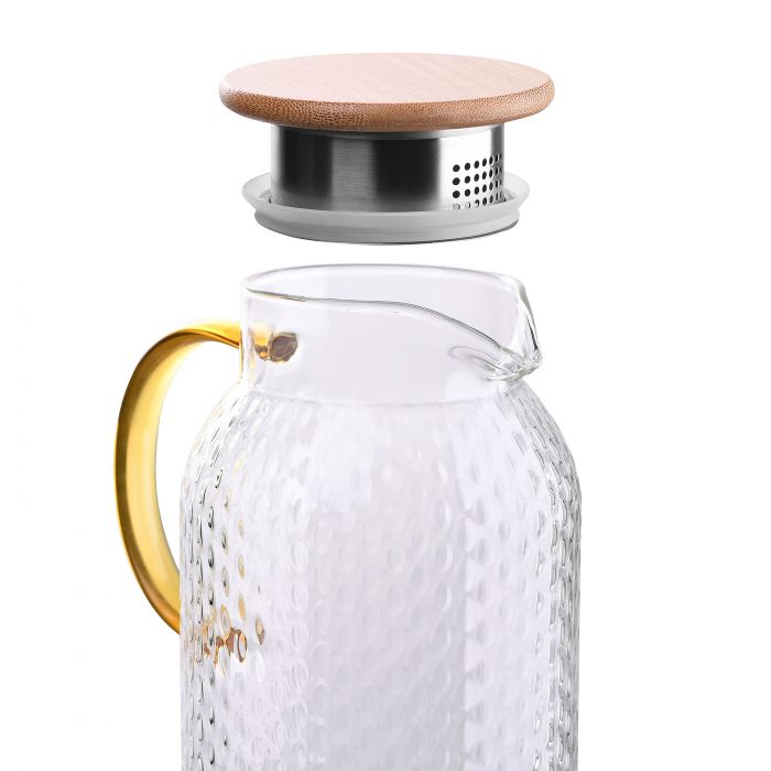 Глечик з кришкою Ardesto Dew 1500мл, боросилікатне скло, нержавіюча сталь, бамбук, прозорий Глечик з кришкою Ardesto Dew 1500мл, боросилікатне скло, нержавіюча сталь, бамбук, прозорий