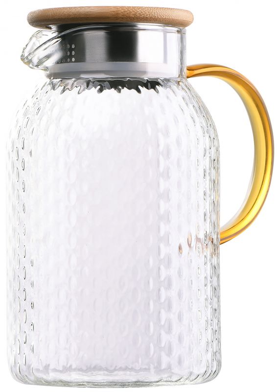 Глечик з кришкою Ardesto Dew 1500мл, боросилікатне скло, нержавіюча сталь, бамбук, прозорий Глечик з кришкою Ardesto Dew 1500мл, боросилікатне скло, нержавіюча сталь, бамбук, прозорий
