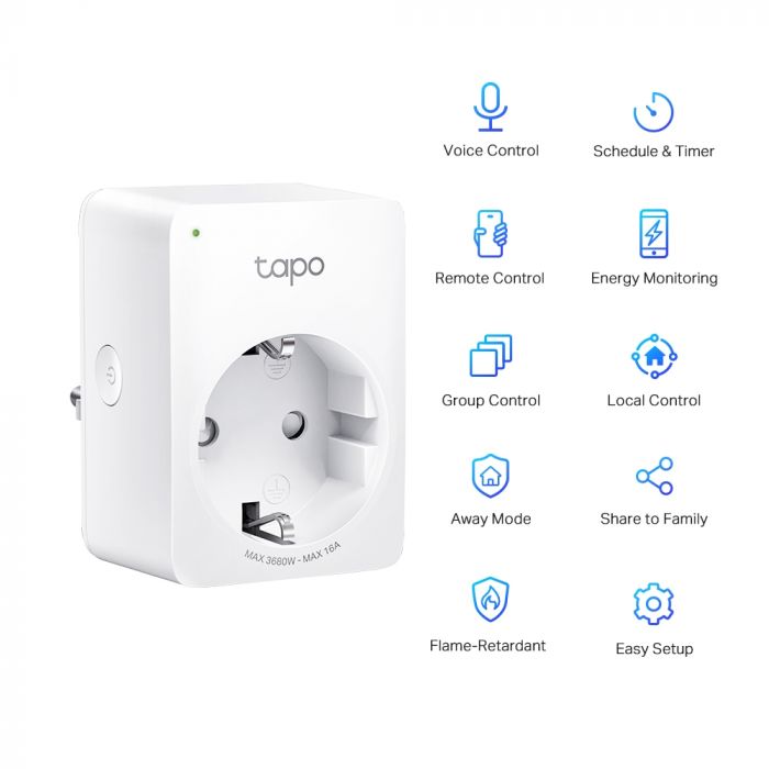 Смарт-розетка TP-LINK Tapo P110 N300 16A 2 мод