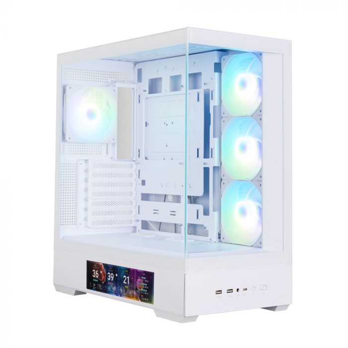 Корпус Zalman P40 DS без БЖ, 2xUSB3.0, 1x Type C, 3x120мм ARGB Reverse,  1x120мм ARGB, VGA 420мм, LCS ready, TG Side/Front Panel, Display, ATX, білий