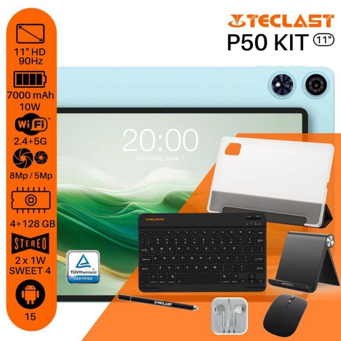 Планшет Teclast P50 KIT 11" 4ГБ, 128ГБ, 7000мА•год, Android, блакитний