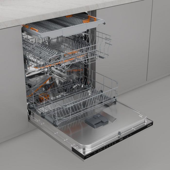Посудомийна машина Gorenje вбудовувана, 16компл., A++, 60см, AquaStop, автоматичне відчинення, сенсорн.упр, 3и кошики, білий