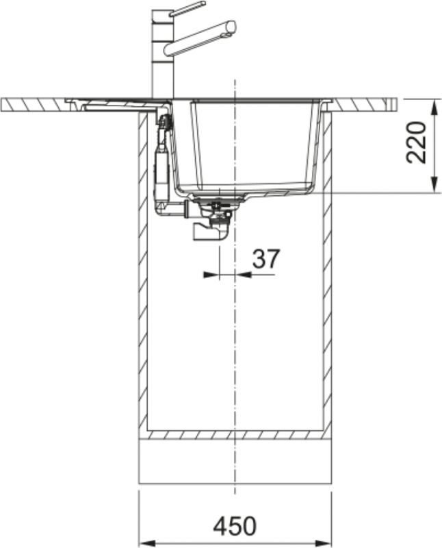 Мийка кухонна Franke Urban, фраграніт, прямокутник, з крилом, 620х500х220мм, чаша - 1, врізна, оборотна, UBG 611-62, чорний матовий