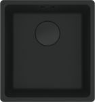 Мийка кухонна Franke Maris, фраграніт, прямокутник, без крила, 403х433х200мм, чаша - 1, монтаж під стільницю, MRG 110-37, чорний матовий