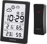 Метеостанція Sencor, внутр/зовн вимірювання, AAAx2+AAx2, темп-ра, вологість, час, чорний