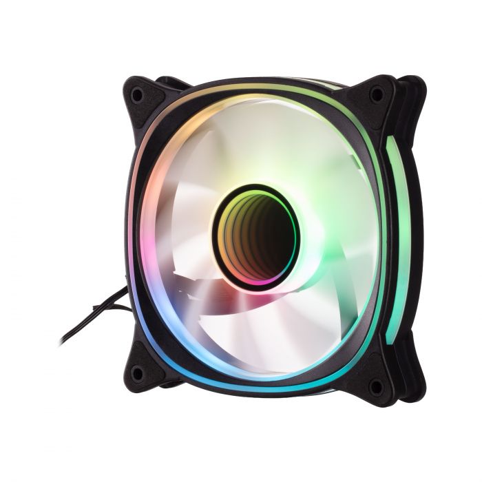 Корпусний вентилятор 2E GAMING Air Cool X Fan ACF120XB-ARGB, 120мм, 1200rpm, 3pin, 3pin +5VARGB, 20,4dBa, чорний
