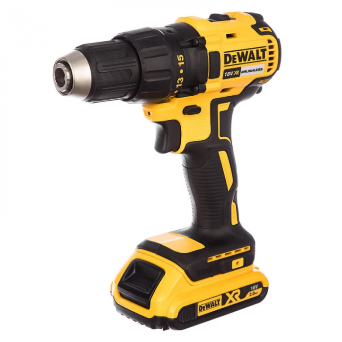Дриль-шурупокрут DeWalt безщітковий XR Li-Ion 18В акб 2х2А·год 65Нм 500-1750об/хв патрон 13мм ЗП кейс 1.15кг