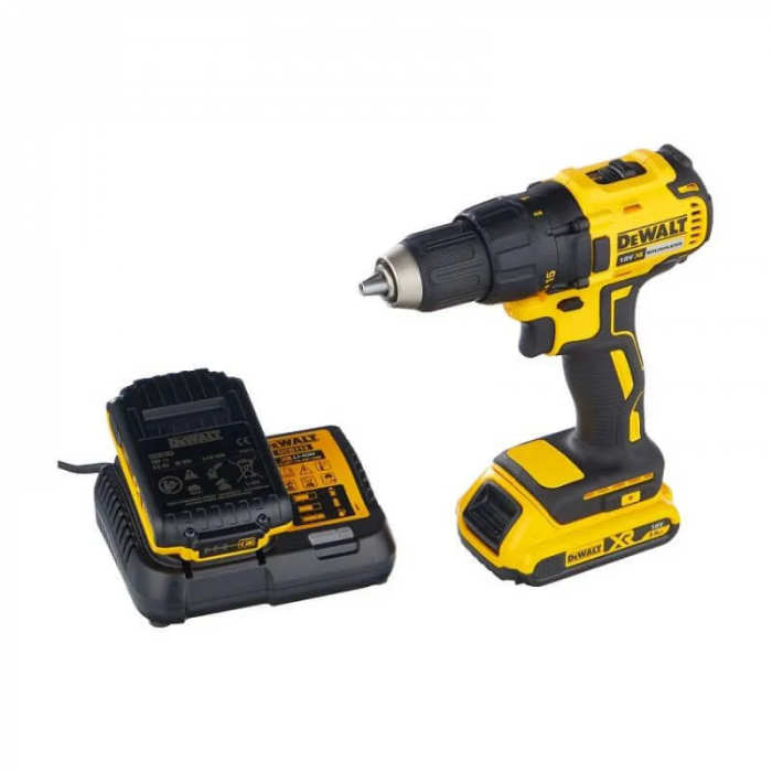 Дриль-шурупокрут DeWalt безщітковий XR Li-Ion 18В акб 2х2А·год 65Нм 500-1750об/хв патрон 13мм ЗП кейс 1.15кг