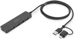 Хаб DIGITUS USB-A/C > 4хUSB-А, 1,2 м, активний (опція) Хаб DIGITUS USB-A/C > 4хUSB-А, 1,2 м, активний (опція)