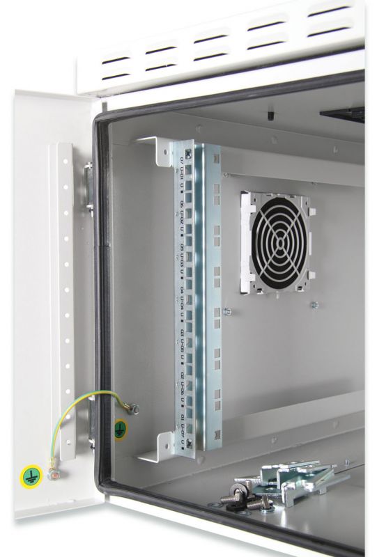 Шафа DIGITUS 19", 12U, вулична, металеві двері, 600x600 мм, 100кг максимально, IP55, сіра