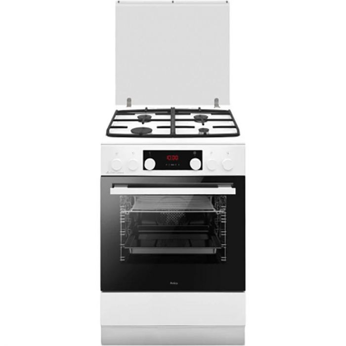 Плита комбінована Hansa, 60х60см, 77л, чавун, газ контр., дисплей, білий