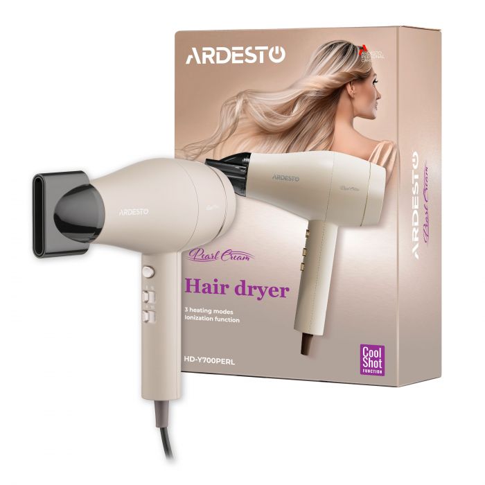Фен ARDESTO Pearl Cream HD-Y700PERL, 1800-2000Вт, 2 швидкості, 3 темп.режими, бежевий