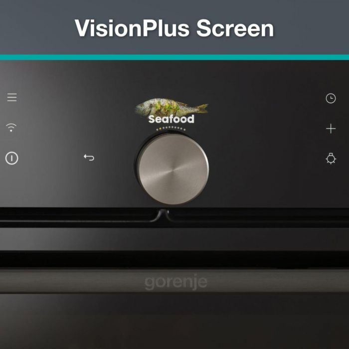 Духова шафа Gorenje електрична, 77л, A+, Wi-Fi, пароварка, дисплей, конвекція, готув. на різн рівнях, чорний
