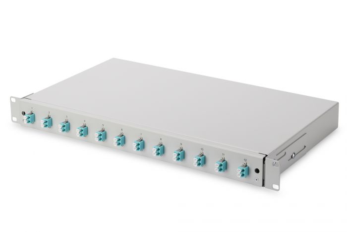 Оптична панель DIGITUS 19' 1U, 12xLC duplex, incl, Splice Cass, OM3 Color Pigtails, Adapter
