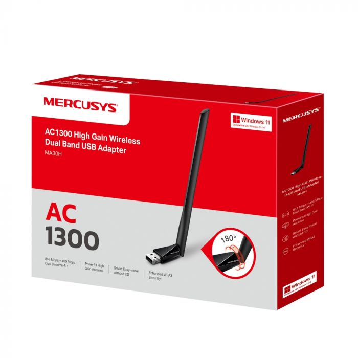 Адаптер WiFi MERCUSYS MA30H AC1300, USB