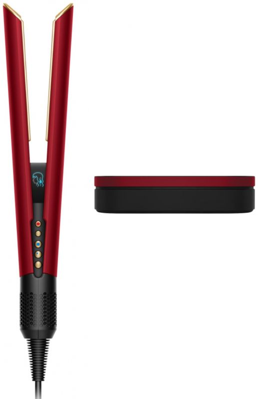 Випрямляч Dyson з вологого на сухе HТ01 Airstrait Red Velvet/Gold, темп.режимів-3, 80-140С, OLED-дисплей, метал, червоний