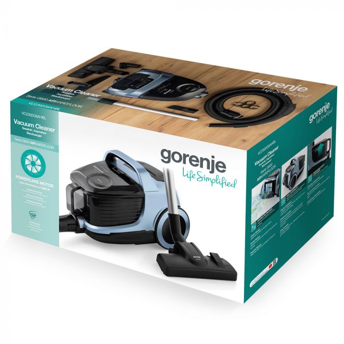 Пилосос Gorenje контейнерний, 800Вт, конт пил -3.3л, HEPA, телескоп трубка, сенсорне упр, голубий