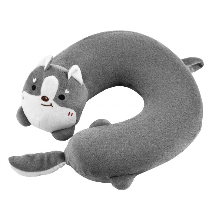 Подушка для шиї ARDESTO Travel Grey Cat 28х28см, поліуретанова піна, сірий