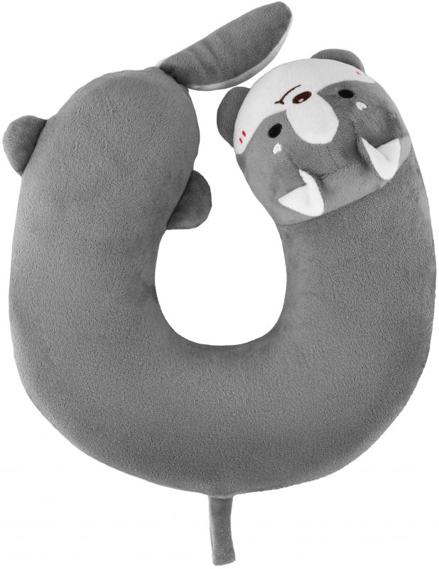 Подушка для шиї ARDESTO Travel Grey Cat 28х28см, поліуретанова піна, сірий