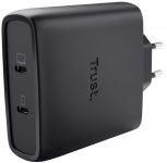 Зарядний пристрій мережевий Trust Maxo 100Вт, GaN, 2xUSB-C ,PD/PPS, чорний